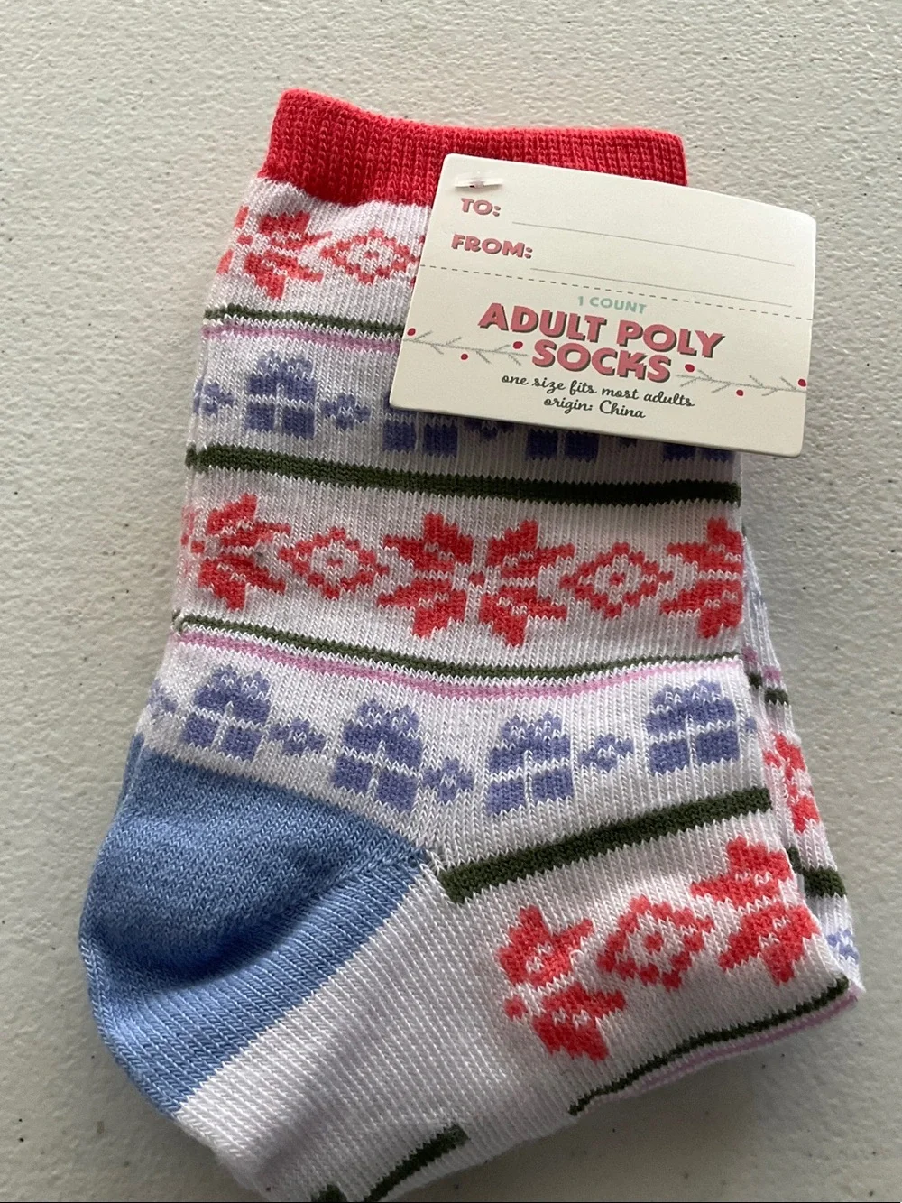 4-Prs Holiday Gnome & Snowman Crew Socks - Light Blue, Red, Gray, White